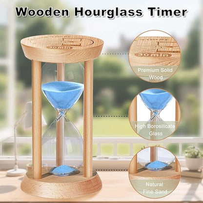 Wooden Sand Timer 3 Minute, 3 Min Sand Hourglass, Small SandClock, Reloj De Arena, Hour Glass Sandglass for Home, Office, Decorative, Game, Classroom