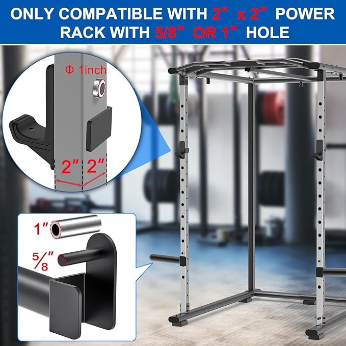 Kipika J-Hooks for Squat/Power Rack, Weight Plate Holder Set for 2" x 2" or 3" x 3" Power Rack, Heavy Duty J-Cups Barbell Holder & Weight Storage