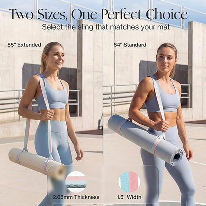 Tumaz Yoga Mat Strap [MAT NOT Included] (2 Sizes) with Extra Thick & Comfy Delicate Texture, Adjustable Yoga Mat Carrier