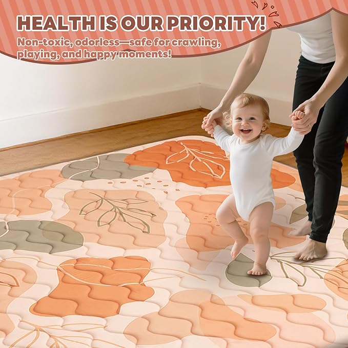 RONGFA Baby Play Mat for Floor, 71'' x 59'' Thicken Foam Soft Padded Mat for Baby, Playpen Mat for Toddlers Infant Kids, Machine Washable, Non-Slip Bottom Safe for Crawling (Stone）
