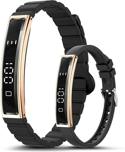 Smart Bracelet for Women, Health Activity Fitness Trackers, 24/7 Heart Rate, HRV, Blood Oxygen & Stress Monitor, 24H Sleep Tracker, Smart Wristband with 2 Bands, Free APP for iOS & Android,Black Gold