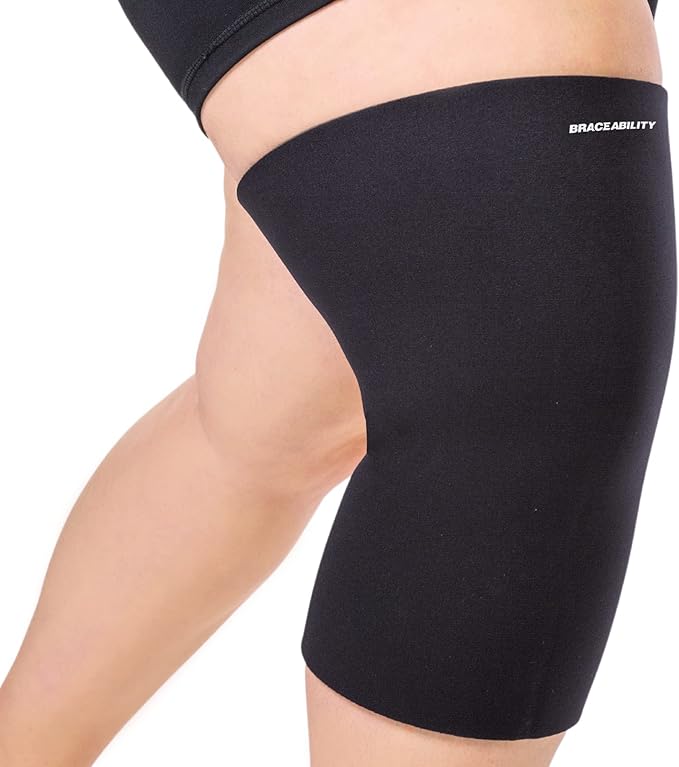 BraceAbility Plus Size Neoprene Compression Knee Sleeve - Extra-Large Arthritis Joint Pain Support Brace for Overweight to Obese Women or Men with Big Thighs and Large Legs (XL)