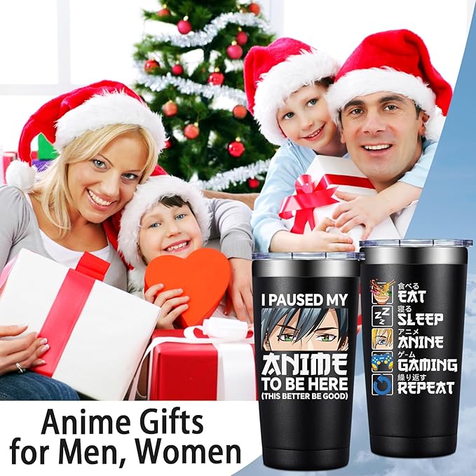 Anime Gifts for Men, Women - Kawaii Christmas, Birthday Gifts for Japanese Animation Fans, Lovers - I Paused My Anime to Be Here Tumbler Cup 20 oz