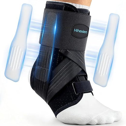 Ankle Brace for Sprained Ankle, Ankle Brace for Women Men Adjustable & Air Fabric Cool With 2 Removable Side Splints, Ankle Stabilizer for Basketball, Volleyball, Sports, Injury Recovery (Small)