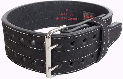 Grizzly Fitness Double Prong Pro Power Lifting Weight Belt | Used by Pros | Durable Thick 13mm Leather w/Double Stitching & Double Prong Buckle | 4" Wide and Adjustable for Comfort