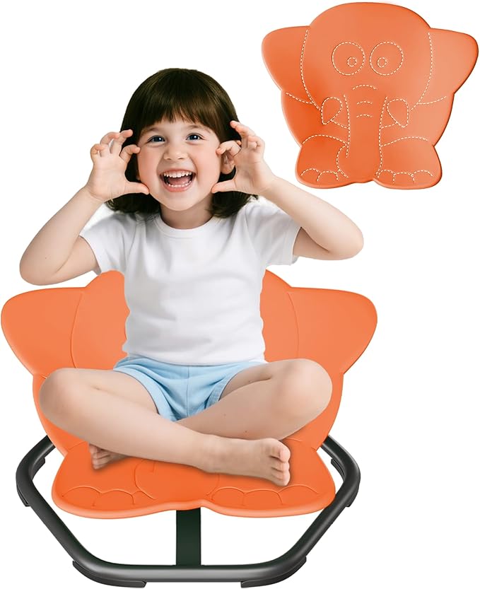 21" L × 19" W Spinning Chair for Autistic Kids, Sensory Toys for Kids with Autism, Sit and Spin, Toddlers & ADHD Children, Sensory Products Swivel Chair, Orange