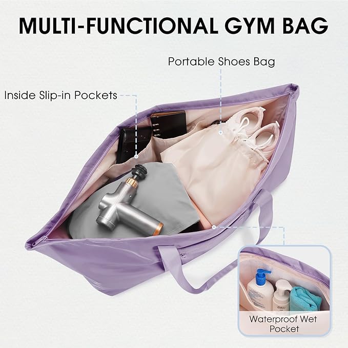 Large Yoga Mat Bag with Shoes Compartment and Wet Pocket Ladies Pilates Gym Tote Bag with Yoga Mat Holder Strap for Women Men Workout Carrier Stuff Accessories