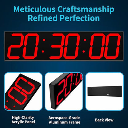 CHKOSDA Large Digital Wall Clock 28" with GPS Auto-Sync, Remote Control & Timer, Wall-Mounted for Classroom, Office, Gym, Conference Room