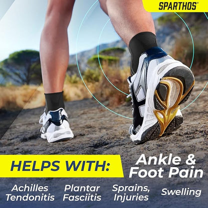 Sparthos Ankle Compression Sleeves (Pair) - Immediate Pain Relief - Plantar Fasciitis Socks with Arch Support (Medium, Desert Beige)