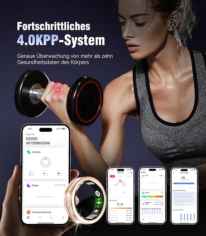 10 Gen Diamond Smart Ring and Wireless Charging Case【Industry Ranking No.1 – 0 Measurement Error】 2026 Smart Ring for Women & Men for Sleep Tracking Wearable Device,Fitness Ring【Gold 10#】