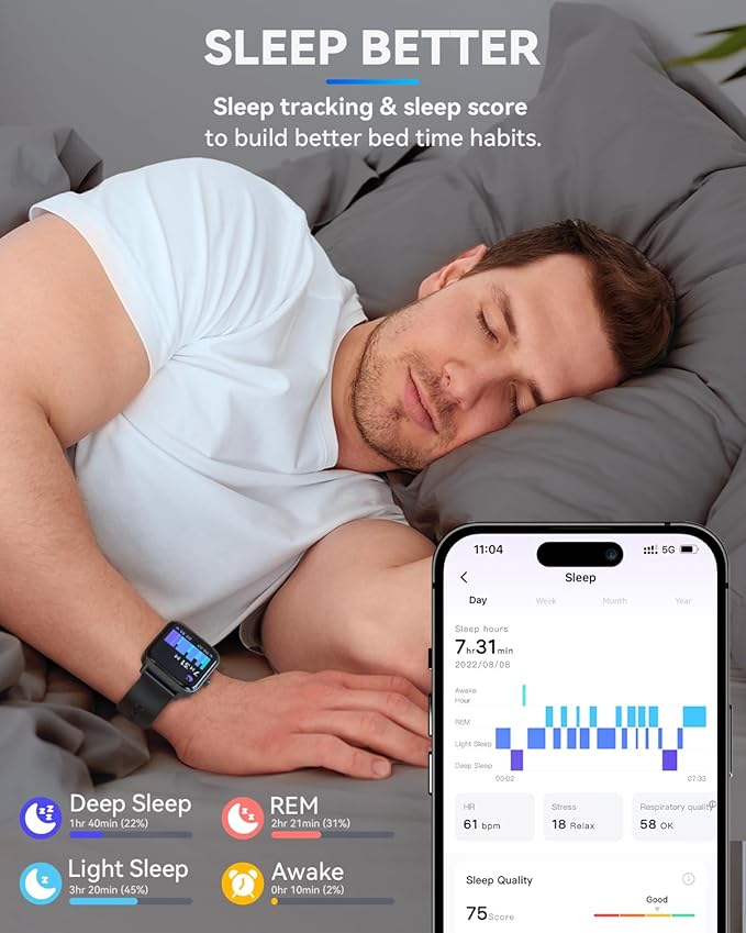 aeac Smart Watches for Men Women Answer/Make Call, Alexa Bulit-in, 1.8" HD Fitness Tracker for Android iOS, Smart Watch with IP68 Waterproof/110 Sport Modes/Heart Rate/Sleep Monitor/Calories/Pedometer