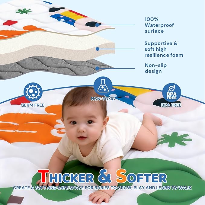 RONGFA Baby Play Mat for Floor, 50'' x 50'' Thicken Foam Soft Padded Mat for Baby, Playpen Mat for Toddlers Infant Kids, Machine Washable, Non-Slip Bottom Safe for Crawling (Number)
