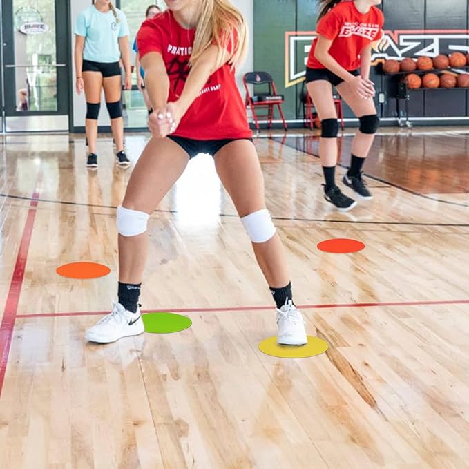 4inch & 9inch Poly Spot Markers for Agility Dot for Gym/PE Training, Dance, 6/12/24 Pcs Round Multiple Color & Size Rubber Non-Slip Spot Marker for Games, Floor Dots and Sport Activities