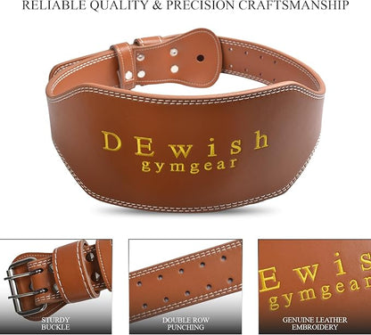 7mm Genuine Leather Weightlifting Belt, 4”& 6”Width, Double Prong Power Belt for Gym Bodybuilding, weightlifting, powerlifting, squats and deadlifts