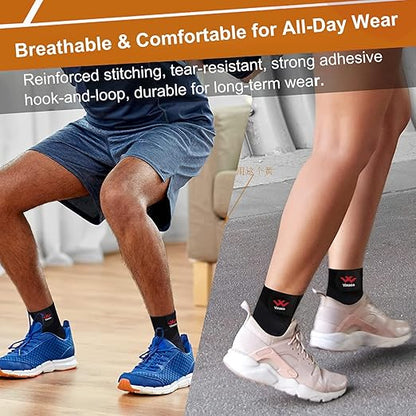 Vinaco Ankle Brace, 2 Pack Breathable & Strong Ankle Brace for Sprained Ankle, Stabilize Ligaments, Prevent Re-Injury, Ankle Braces for men & women with Adjustable Wrap, ankle support for men