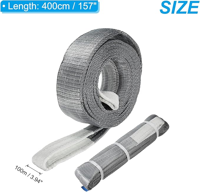 PATIKIL Lifting Slings Straps, 1 Pcs Polyester 12ft Heavy Web Slings Duty Flat Lifting Belts Pull Lifting Straps Slings Mount(8818lbs), Grey