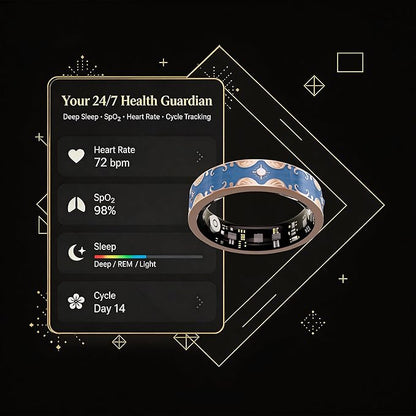 Smart Ring for Women Gift, Fitness & Vital Signs Monitoring, Sleep Tracker/Remote Photography/No Subscription(Blue,8#)