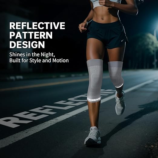 CAMBIVO Knee Brace for Women and Men (2 Pack), Ultra-Thin Lightweight Knee Compression Sleeve (Gray, XX-Large)