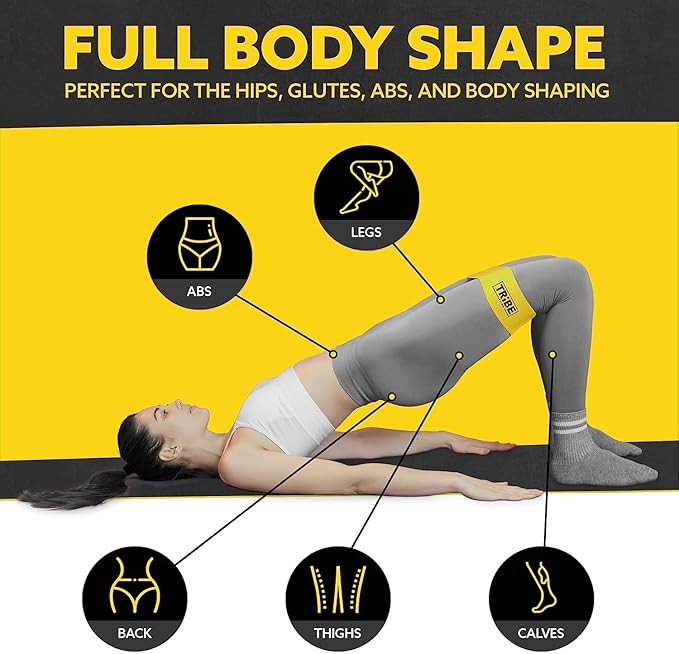 Tribe Lifting Fabric Resistance Bands for Working Out - 5 Exercise Bands Set for Legs and Glutes - Booty Bands for Women and Men - Thick Cloth Workout Bands for Physical Therapy, Hip Training