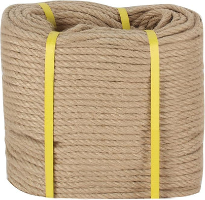 Hemp Rope 3/8 Inch X 300 FT, Natural Sisal Rope Twine, Twisted 4 Strand Manila Heavy Duty Multipurpose for Cat Scratcher, Docks, DIY Projects