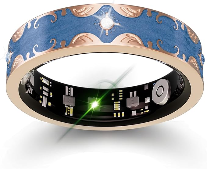 Smart Ring for Women Gift, Fitness & Vital Signs Monitoring, Sleep Tracker/Remote Photography/No Subscription(Blue,8#)