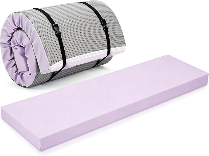 Lyrow 3 Inch 72"x 24" Thick Foldable Yoga Mat with Carry Strap, Non-slip Portable Foam Gym Mat for Yoga, Pilates and Stretching