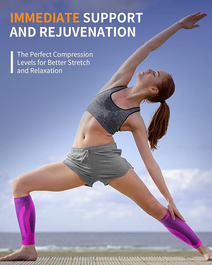 CAMBIVO 3-Pair Calf Compression Sleeves for Men & Women – Footless Socks for Shin Splints & Leg Pain Relief, 1 Pair Available