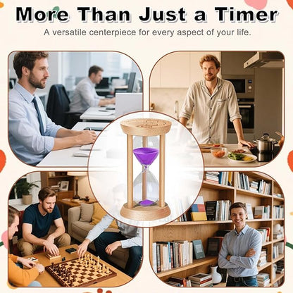 Sand Timer 1 Minute,1 Min Wooden Hourglass, Small Bamboo Sand Clock, Reloj De Arena, Hour Glass Sandglass for Home, Office, Decorative, Game, Classroom