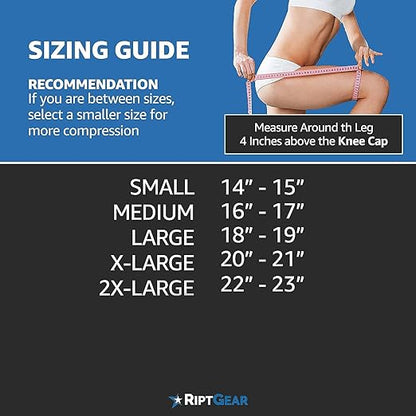 RiptGear Knee Compression Sleeve - Braces for Knee Pain - Compression for Arthritis, Meniscus Tear, Running, Walking - Support for Women and Men - Sleeves Weightlifting (X-Large, Gray (1 Pack))