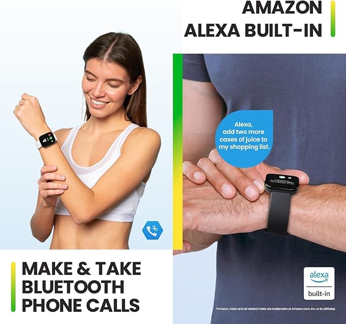 Amazfit Bip 5 Smart Watch 46mm, GPS, Amazon Alexa Built-in, Bluetooth Calling, 10-Day Battery, Heart-Rate & VO2 Max, Sleep Health Monitoring, AI Fitness Tracker App, for Android & iPhone, Black
