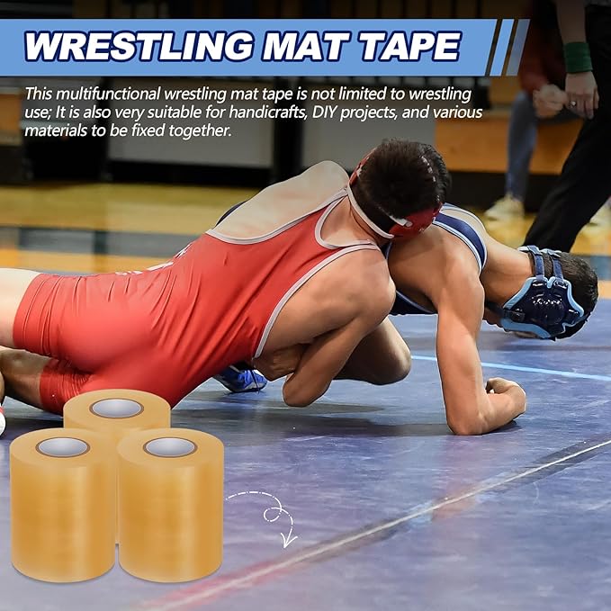 Pangda 12 Pcs Wrestling Mat Tape 3 or 4 Inch Heavy Duty 7 Mil PVC Carpet Tape for Wrestling Grappling Exercise Mats Seaming Cover Gym Floor Carpet Seam
