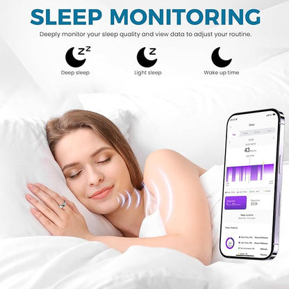 Smart Ring for Women Men Fitness Tracker with Blood Pressure,Heart Rate,Sleep Monitoring,Step Counting,for iPhone and Android,Waterproof smart blood pressure monitor,No Subscription Fees (silver 11)