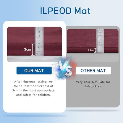 Baby Play Mat for Floor Nursery Muscle Area Rug Playroom Rug 47"x47" Memory Foam 1.3" Thick Crawling Mat for Babies,Toddlers, Infants,Kids(Burgundy)