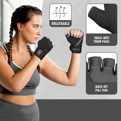 Stealth Sports Weight Lifting Gloves with Wrist Wrap Support Padded Palm Protection Exercise Gym Workout Gloves Men & Women Training Fitness Weightlifting Bodybuilding,E9