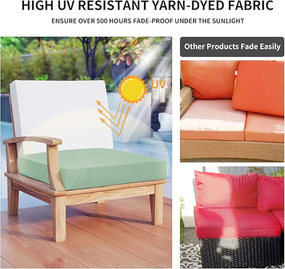 Easy-Going Waterproof Patio Cushion Covers 20x18x4 inch 2 Pack Replacement Non-Slip Outdoor Seat Cushion Slipcover with Zipper. Greyish Green