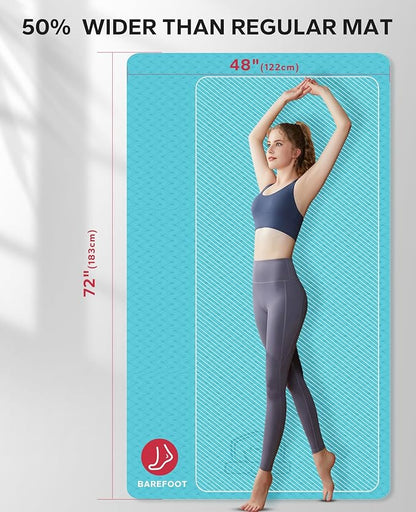 HAPBEAR Extra Large Yoga Mat - 72"x48"/78"x54", 1/4" & 1/3" Thick, Non-Slip, Durable, Eco-Friendly, Wide Exercise Mat for Home Workouts, Yoga, Pilates, Stretching, Meditation (Barefoot Exercise)