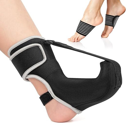 Plantar Fasciitis Night Splint Sock Upgraded Plantar Fasciitis Brace for Women Men with Arch Support for Achilles Tendonitis Foot Drop Heel Spur Pain Relief Black (Small)