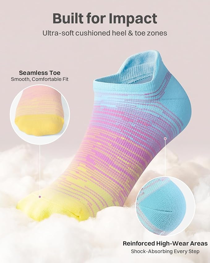 LEVSOX Ankle Compression Socks for Women Men Cushioned Running Support Socks for Plantar Fasciitis Relief 3 Pairs