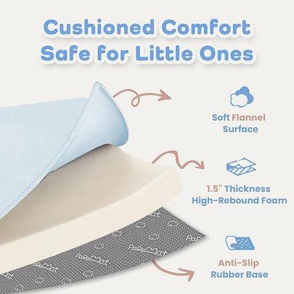 1.5" Thick Padded Baby Play Mat for Floor Tummy Time, Pro Soft Foam Activity Playroom Playmats, Easy Care with Non-Slip Safe for Infant Toddler Kids Crawling 59"x 71" (Blue)