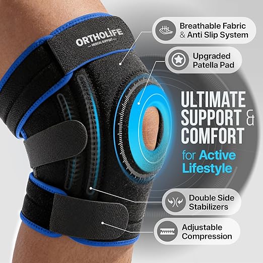 Knee Brace for Women and Men – Knee Compression Sleeve for Meniscus Tear, ACL, Arthritis Pain Relief, Patella Pad & Side Stabilizers – Please Check How To Size Video (Blue, X-Large)
