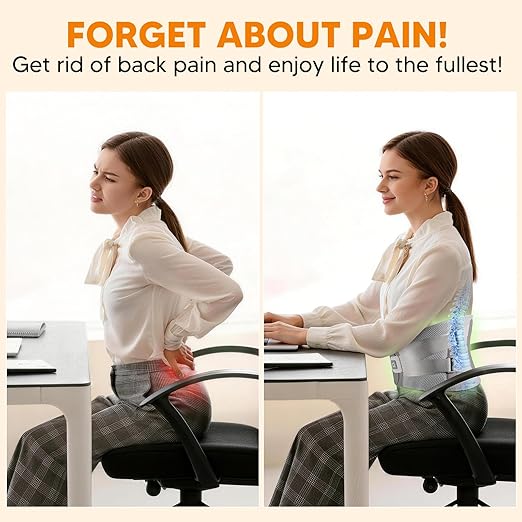 Arboleaf Heated Back Brace for Sciatica Relief - Adjustable Lumbar Support Belt with Detachable Heat Pad & Dual Support Bars (Soft/Hard) - Lower Back Pain Relief for Men & Women, Size M (Waist 24"-33")