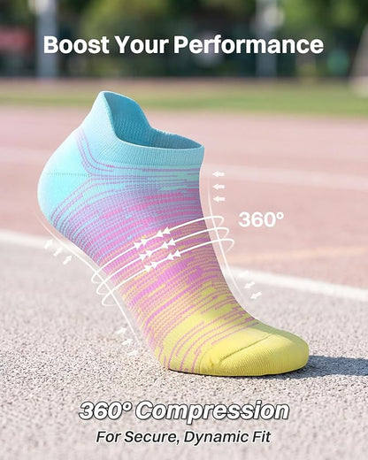 LEVSOX Ankle Compression Socks for Women Men Cushioned Running Support Socks for Plantar Fasciitis Relief 3 Pairs