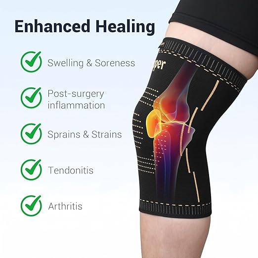 Copper Knee Braces for Men & Women – Knee Compression Sleeves for Pain Relief, Arthritis, Sports and Recovery