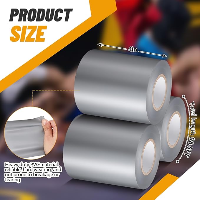 Pangda Wrestling Mat Tape 3 or 4 Inch Heavy Duty 7 Mil PVC Carpet Tape for Wrestling Grappling Exercise Mats Seaming Cover Gym Floor Carpet Seam