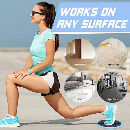 Krightlink Exercise Core Sliders Core Sliding Discs, Dual Sided Workout Sliders for Full Body Workout on Carpet or Hardwood Floor, Training Abdominal Core Strength (Blue - 1 Pair)