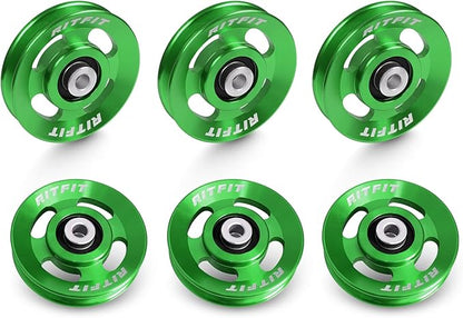 RitFit Aluminum Pulley Wheel for Gym Equipment, 6PCS Set Power Rack Pulley Attachment, 90mm Aluminum Alloy Bearing Gym Pulley Wheel for Home Gym