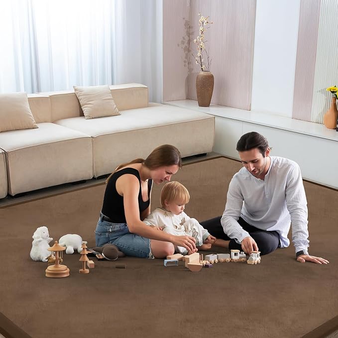 Baby Play Mat for Floor Nursery Rug Muscle Mat Area Rug Playroom Rug 74"x50" Playpen Mat Memory Foam 1.3" Thick Crawling Mat for Babies,Toddlers, Infants, Kids,Chestnut