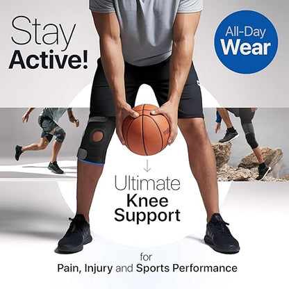 Knee Brace for Women and Men – Knee Compression Sleeve for Meniscus Tear, ACL, Arthritis Pain Relief, Patella Pad & Side Stabilizers – Please Check How To Size Video (Blue, X-Large)