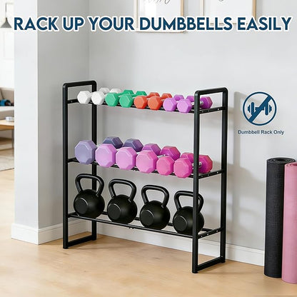 LOFTEY 3 Tier Dumbbell Rack, Weight Rack for Home Gym Dumbbells, 330 Lbs Capacity Weight Holder, Dumbbell Rack Stand Only