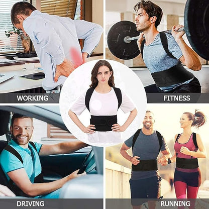 Posture Corrector for Women and Men, Adjustable Back Straightener Posture Corrector,Upper Lower Back Brace Support Belt for Men Women Body Neck Shoulder Trainer (XL, Black)